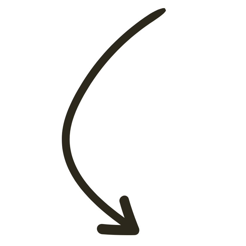 dark gray hand-drawn arrow pointing downward