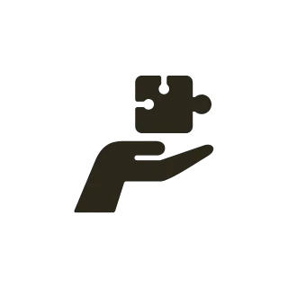 Hand holding a puzzle piece icon